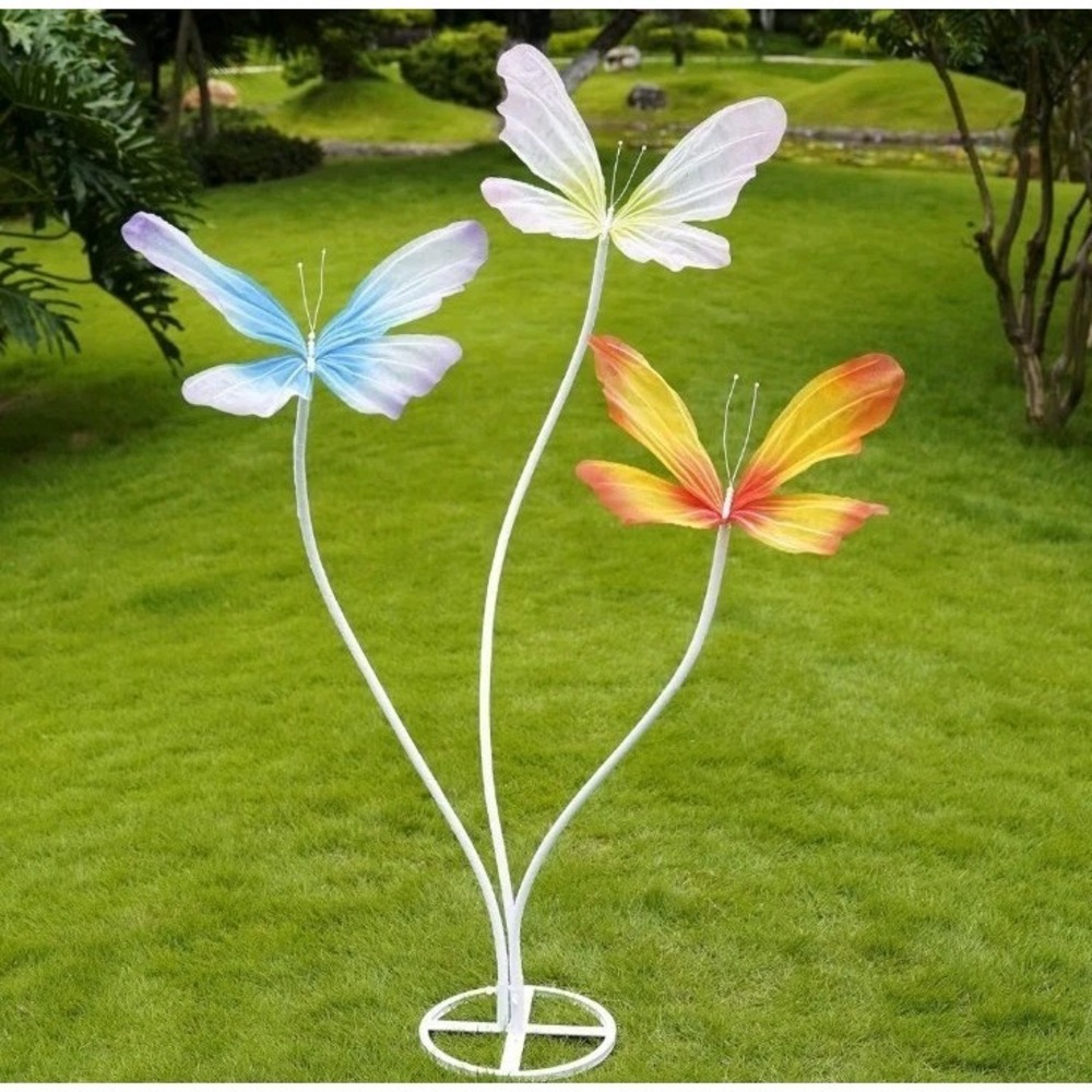 New 3PCS Giant Butterfly Decorations with Standing Base With Silk Butterfly